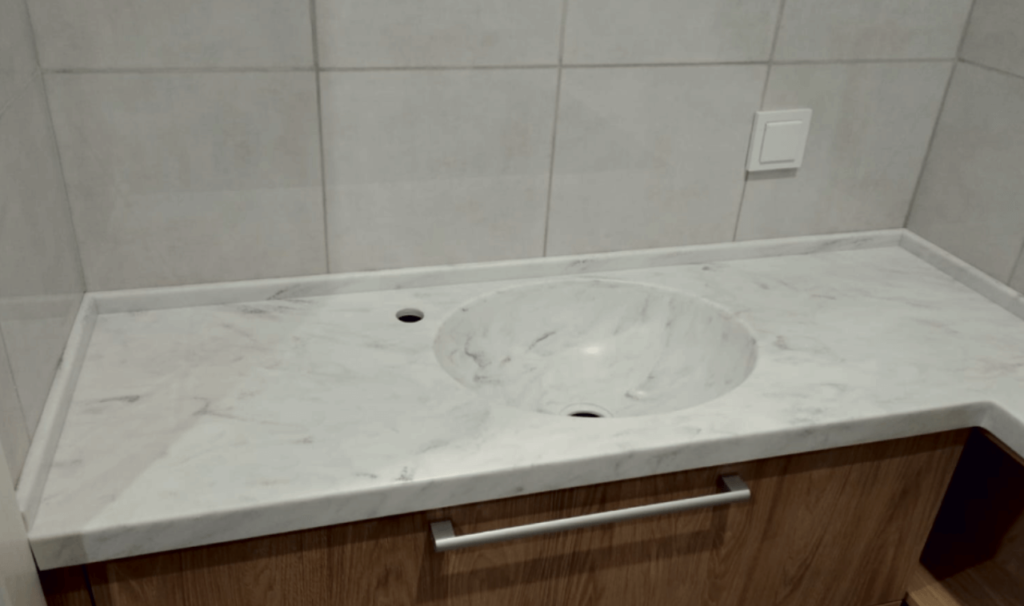 Столешница с интегрированной раковиной из акрилового камня
